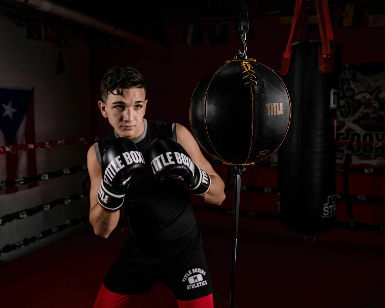 TITLE Boxing Retro Style Leather Double End Bag - Image 6