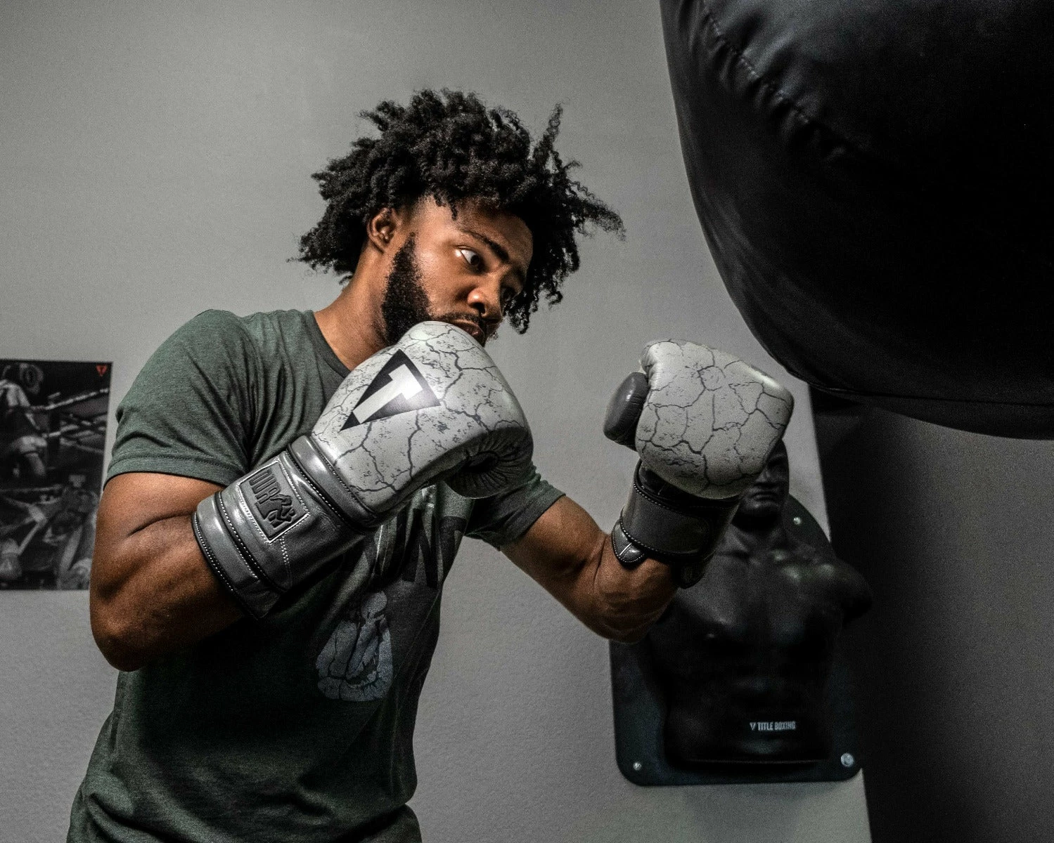 TITLE Boxing Roberto Duran Stone Leather Training Gloves - Image 2