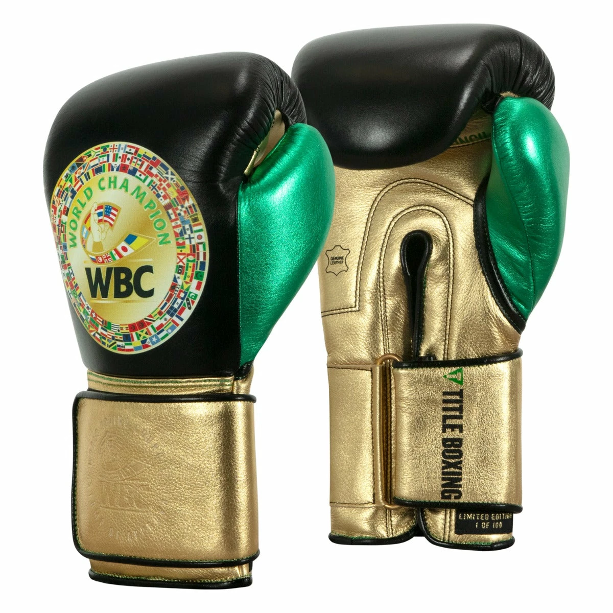 WBC By TITLE Boxing Green Belt Bag Gloves - Image 2