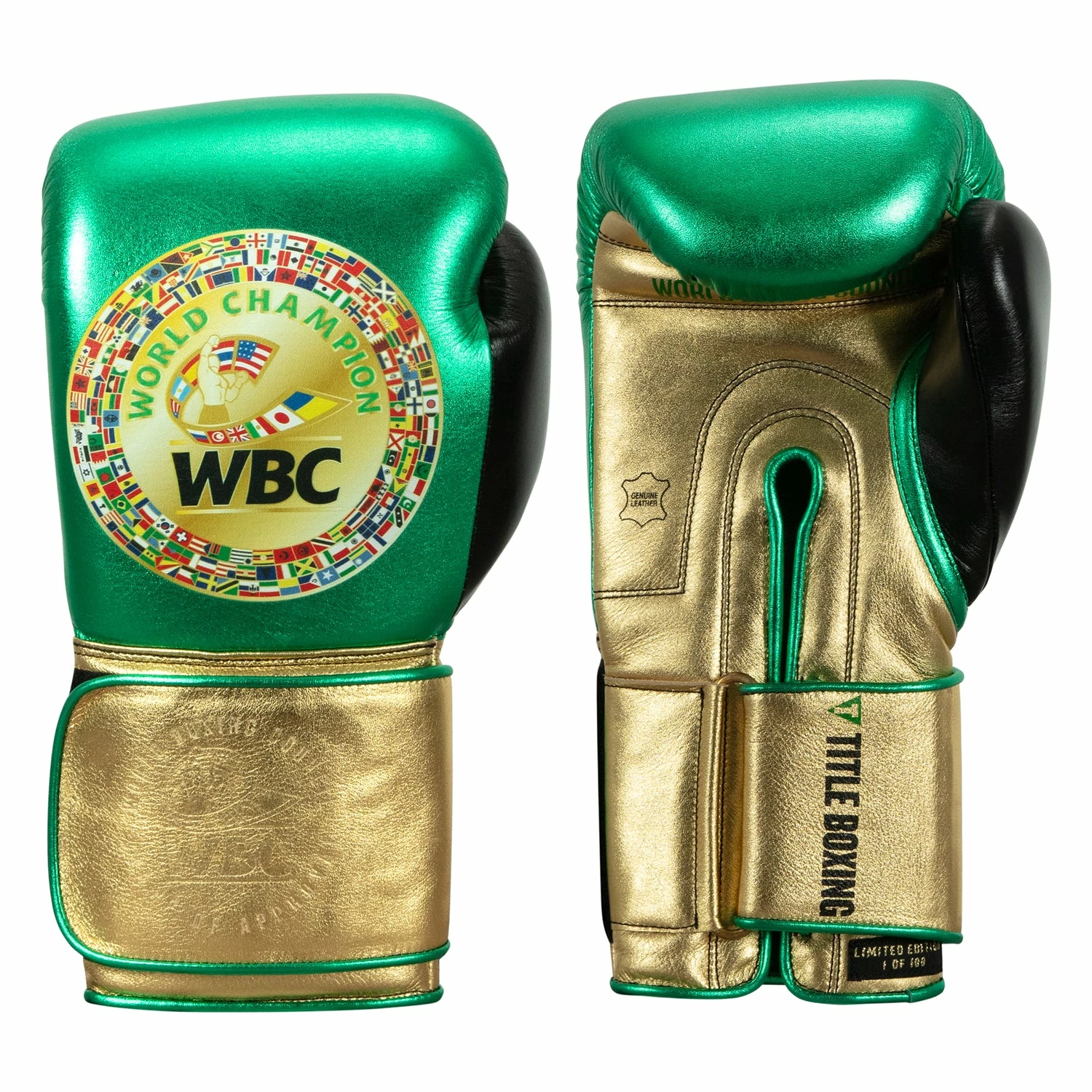 WBC By TITLE Boxing Green Belt Bag Gloves - Image 6