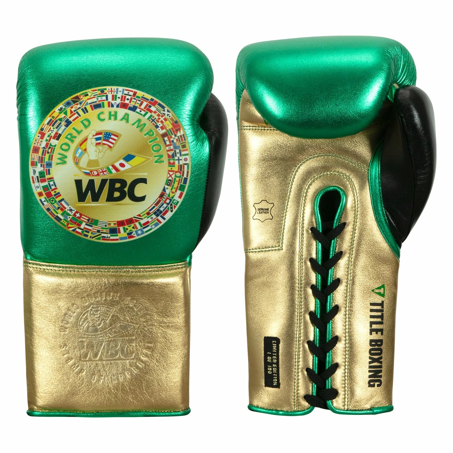 WBC By TITLE Boxing Green Belt Sparring Gloves - Image 10